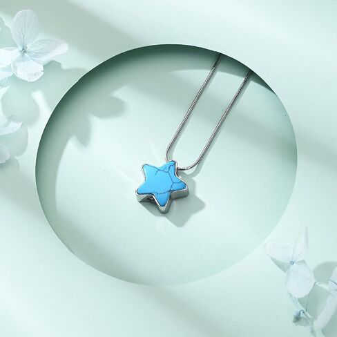 Teardrop with Turquoise Water Drop Stainless Steel Urn Pendant Necklace Cremation Jewelry Gifts for Women and Girls Memorial Keepsake Ashes Holder Jewelry in Saudi Arabia