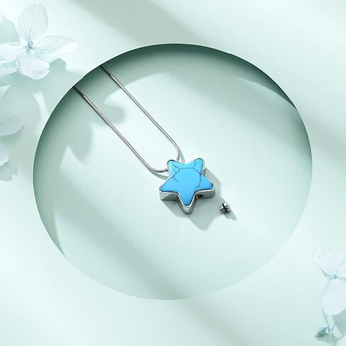 Teardrop with Turquoise Water Drop Stainless Steel Urn Pendant Necklace Cremation Jewelry Gifts for Women and Girls Memorial Keepsake Ashes Holder Jewelry in Saudi Arabia