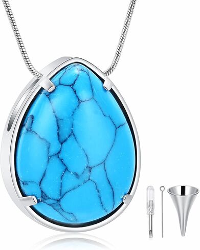 دمعة مع قطرة الماء الفيروزية الفولاذ المقاوم للصدأ جرة قلادة قلادة مجوهرات الحرق هدايا للنساء والفتيات تذكارية تذكار رماد حامل مجوهرات in Kuwait