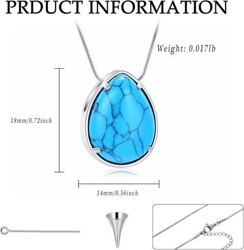 دمعة مع قطرة الماء الفيروزية الفولاذ المقاوم للصدأ جرة قلادة قلادة مجوهرات الحرق هدايا للنساء والفتيات تذكارية تذكار رماد حامل مجوهرات in Kuwait
