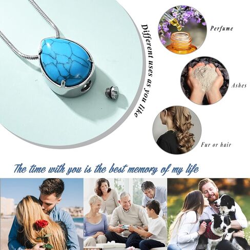 دمعة مع قطرة الماء الفيروزية الفولاذ المقاوم للصدأ جرة قلادة قلادة مجوهرات الحرق هدايا للنساء والفتيات تذكارية تذكار رماد حامل مجوهرات in Kuwait