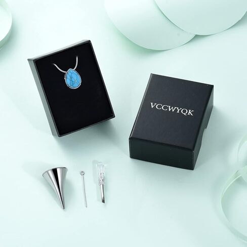 دمعة مع قطرة الماء الفيروزية الفولاذ المقاوم للصدأ جرة قلادة قلادة مجوهرات الحرق هدايا للنساء والفتيات تذكارية تذكار رماد حامل مجوهرات in Kuwait