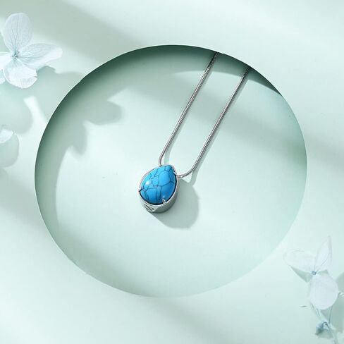 دمعة مع قطرة الماء الفيروزية الفولاذ المقاوم للصدأ جرة قلادة قلادة مجوهرات الحرق هدايا للنساء والفتيات تذكارية تذكار رماد حامل مجوهرات in Kuwait