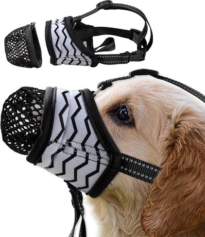 كمامة كلب باو ليجند للكلاب الكبيرة والمتوسطة والصغيرة، كمامة ناعمة لحماية فم الكلاب لمنع النباح والعض، غطاء فم الكلب مع حزام شبكي قابل للتنفس وقابل للتعديل (نمط مموج، صغير) in Kuwait