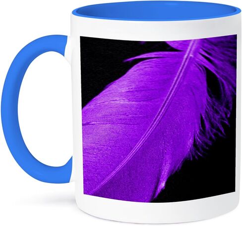 3dRose Purple Feather-Two Tone Black Mug, 11-Ounce, Multicolored in Saudi Arabia