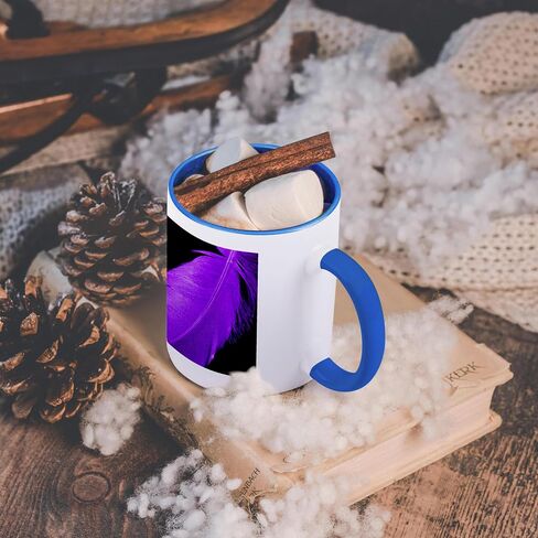 3dRose Purple Feather-Two Tone Black Mug, 11-Ounce, Multicolored in Saudi Arabia