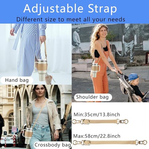 حامل بهلوان مع حزام، حامل أكواب قهوة من الجلد قابل لإعادة الاستخدام، أكياس زجاجات مياه للمشروبات مع حزام قابل للتعديل من أجل يتي وستانلي 30 أونصة و40 أونصة (كاكي) in Kuwait