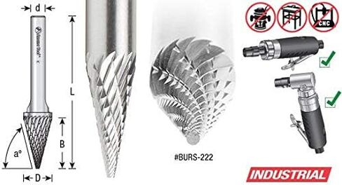 Amana Tool - BURS-220 Solid Carbide Pointed Cone Shape 1/8 Dia x 11/32 x 1/8 Shank Double in Saudi Arabia