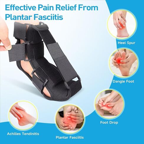 Night Splint for Plantar Fasciitis For Women Men, Achilles Tendonitis Brace with A Pair Plantar Fasciitis Compression Socks, Adjustable Orthopedic Foot Drop Brace for Foot Pain Relief, M in Saudi Arabia