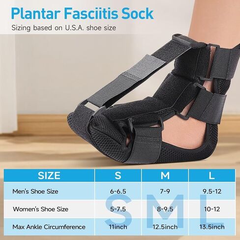 Night Splint for Plantar Fasciitis For Women Men, Achilles Tendonitis Brace with A Pair Plantar Fasciitis Compression Socks, Adjustable Orthopedic Foot Drop Brace for Foot Pain Relief, M in Saudi Arabia
