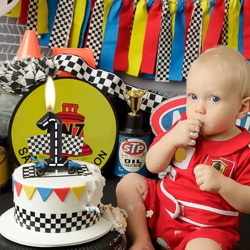 ZHIHUI Birthday Candle Construction Themed Birthday Party Decoration, Yellow and Black Striped Happy Birthday Cake Candle, Boys Girls Kids Birthday Cake Topper Reunions Theme Party Supplies (Number 3) in Saudi Arabia