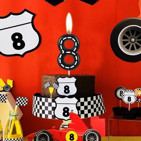 ZHIHUI Birthday Candle Construction Themed Birthday Party Decoration, Yellow and Black Striped Happy Birthday Cake Candle, Boys Girls Kids Birthday Cake Topper Reunions Theme Party Supplies (Number 3) in Saudi Arabia