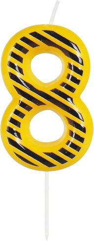 ZHIHUI Birthday Candle Construction Themed Birthday Party Decoration, Yellow and Black Striped Happy Birthday Cake Candle, Boys Girls Kids Birthday Cake Topper Reunions Theme Party Supplies (Number 3) in Saudi Arabia