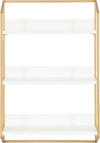 Kate and Laurel Hylton Modern Glam 3-Tier Floating Wall Shelf, 18 x 7 x 28, White and Gold, Charming Tiered Shelving with Three Levels for Display and Storage in Saudi Arabia