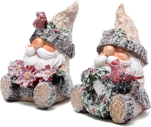 Hodao 2 PCS Christmas Santa Decorations Xmas Santa Figurines Decor Handmade Woodcut Christmas Santa Figurines for Xmas Decor Gift - Christmas Party Home Santa Decorations (Brown) in Kuwait