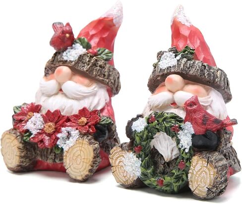 Hodao 2 PCS Christmas Santa Decorations Xmas Santa Figurines Decor Handmade Woodcut Christmas Santa Figurines for Xmas Decor Gift - Christmas Party Home Santa Decorations (Brown) in Kuwait