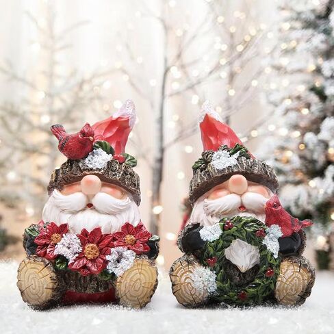 Hodao 2 PCS Christmas Santa Decorations Xmas Santa Figurines Decor Handmade Woodcut Christmas Santa Figurines for Xmas Decor Gift - Christmas Party Home Santa Decorations (Brown) in Kuwait