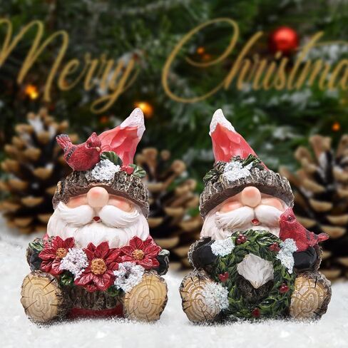 Hodao 2 PCS Christmas Santa Decorations Xmas Santa Figurines Decor Handmade Woodcut Christmas Santa Figurines for Xmas Decor Gift - Christmas Party Home Santa Decorations (Brown) in Kuwait