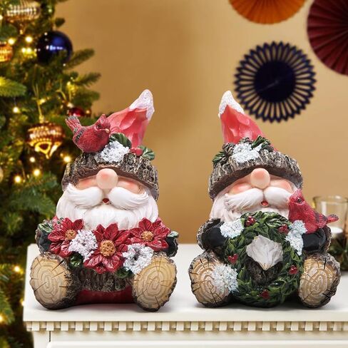 Hodao 2 PCS Christmas Santa Decorations Xmas Santa Figurines Decor Handmade Woodcut Christmas Santa Figurines for Xmas Decor Gift - Christmas Party Home Santa Decorations (Brown) in Kuwait