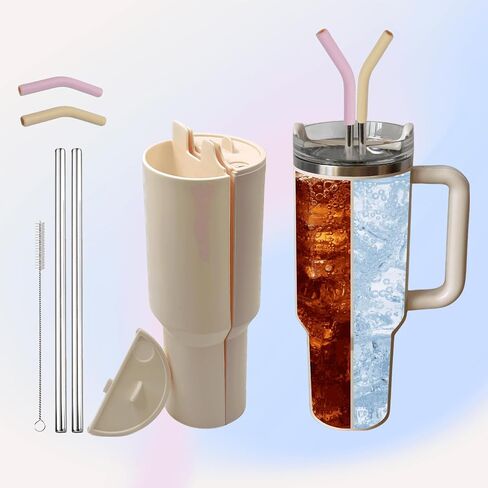 Stanley Cup 2-in-1 Drink Separator with Detachable Lid, Silicone Liner fits Stanley Cup 40 oz, Stanley Cup Insert Divider, Reusable Cup Separator, Two Drinks in One Cup Stanley Accessory in Saudi Arabia