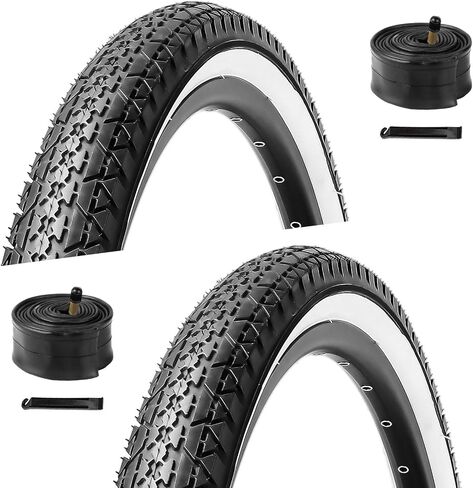 2 Pack 26 inch Bike Tires - 26x2.125 Beach Cruiser Bicycle Tires for Folding Replacement Bike with 26 inch Schrader Valve Bike Tubes, 2 Tire Levers in Saudi Arabia