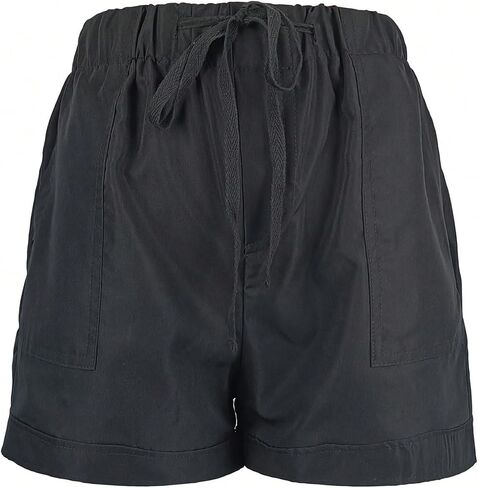 Women's Drawstring Elastic High Waisted Casual Mini Shorts Wide Leg Track Shorts with Pocket in Saudi Arabia