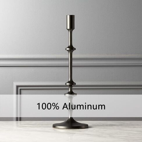 Candle Holder Stand Aluminum, Pillar Candle Holders, Black Taper Candle Holder Rounded Turned Colums, Table Centerpiece Decor for Wedding, Christmas, Party, Spa (Small) in Saudi Arabia