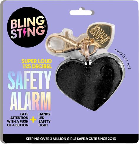 BLINGSTING Personal Safety Alarm for Women - Confetti Glitter Heart Self-Defense Keychain w/ LED Light - Purse Charm - 125 Decibel Emergency Security Alarm (1 Count) in Saudi Arabia