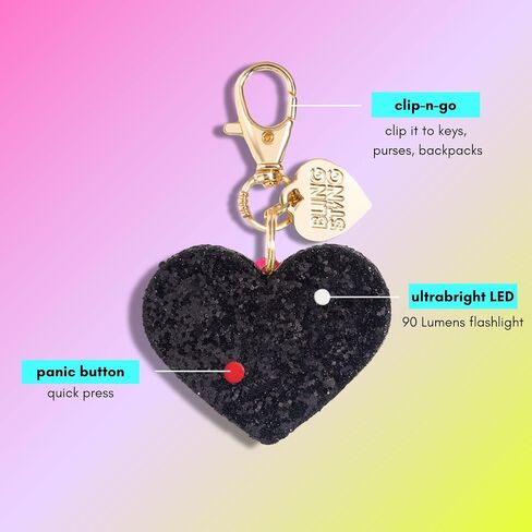 BLINGSTING Personal Safety Alarm for Women - Confetti Glitter Heart Self-Defense Keychain w/ LED Light - Purse Charm - 125 Decibel Emergency Security Alarm (1 Count) in Saudi Arabia