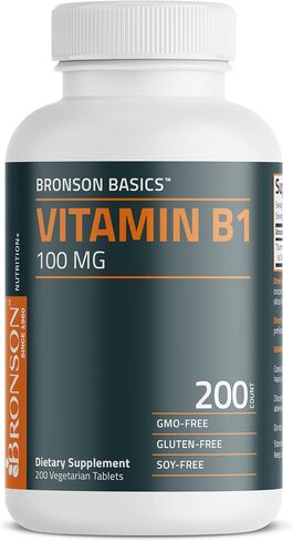 Bronson Vitamin B1 100 MG, Non-GMO, 100 Vegetarian Tablets in Kuwait