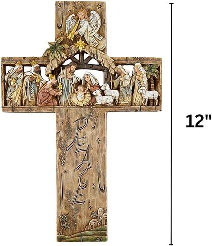 صليب جداري لمشهد الميلاد من Trinity Church Supply، ديكور منزلي بطابع قصة عيد الميلاد، هدايا تذكارية دينية، 12 بوصة in Kuwait