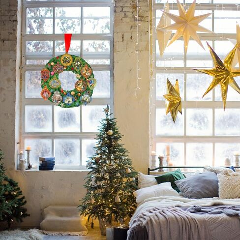 Suzile Wooden 12 Days of Christmas Wreath Hanging Sign 12.5 x 12.2 Inch Christmas Ornament Wreath Form Round Decor for Front Door Porch Wall Farmhouse Window Indoor Outdoor Decorations in Saudi Arabia