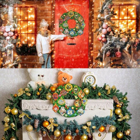 Suzile Wooden 12 Days of Christmas Wreath Hanging Sign 12.5 x 12.2 Inch Christmas Ornament Wreath Form Round Decor for Front Door Porch Wall Farmhouse Window Indoor Outdoor Decorations in Saudi Arabia