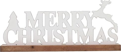 Rustic Merry Christmas Signs for Home Decor 16 Inches, Farmhouse Wooden Noel Christmas Decor, Distressed Winter Decor with White Christmas Tree and Deer for Tabletop Living Room in Kuwait