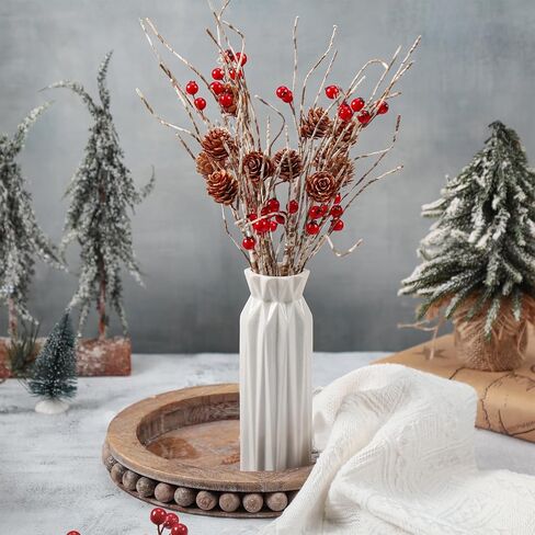 Chuangdi 12 Pcs Artificial Christmas Picks 16 Inch Birch Berry Pinecones Picks for Christmas Tree Vase Wreath for Xmas DIY Crafts Holiday Garland Floral Arrangement Home Winter Holiday Decor in Saudi Arabia