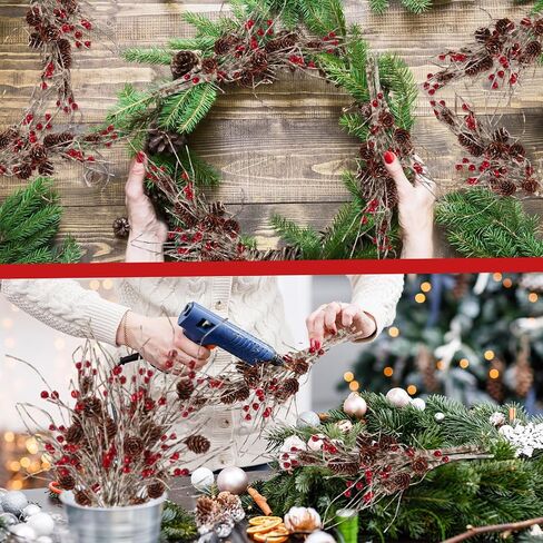 Chuangdi 12 Pcs Artificial Christmas Picks 16 Inch Birch Berry Pinecones Picks for Christmas Tree Vase Wreath for Xmas DIY Crafts Holiday Garland Floral Arrangement Home Winter Holiday Decor in Saudi Arabia