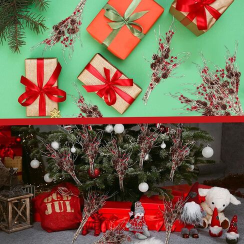 Chuangdi 12 Pcs Artificial Christmas Picks 16 Inch Birch Berry Pinecones Picks for Christmas Tree Vase Wreath for Xmas DIY Crafts Holiday Garland Floral Arrangement Home Winter Holiday Decor in Saudi Arabia