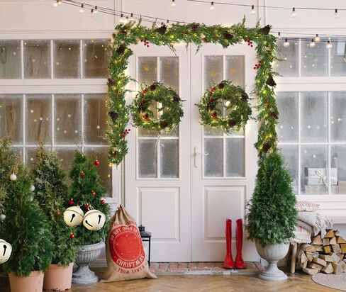 RECUTMS عيد الميلاد جارلاند 6 قدم الاصطناعي الأرز الصنوبر جارلاند واقعية الخضرة الشتاء مع التوت الأحمر جارلاند لعيد الميلاد حزب عيد الميلاد الجدول عباءة جدار غرفة في الهواء الطلق داخلي الشتاء الديكور in Kuwait