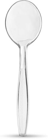 Plasticpro Clear Plastic Soup Spoons Disposable Cutlery Medium Weight Utensils 100 Count in Saudi Arabia