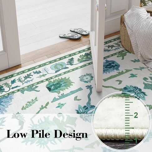 Uphome Area Rug 8x10 Rugs for Living Room, Green Non-Slip Washable Bedroom Rug, Soft Oriental Turkish Dining Room Rug, Modern Oushak Floral Room Rug for Office Playroom Guest Room in Kuwait