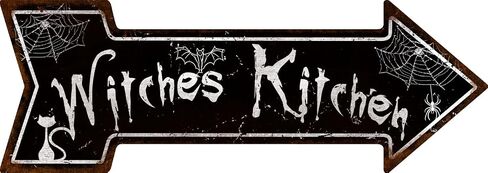Mukuko Witches Kitchen Arrow Tin Metal Sign, Witches Kitchen Sign Wall Decor, Home Halloween Kitchen Decor, Farmhouse Signs Gothic House Decor for Home Kitchen, 6" x 18" in Saudi Arabia