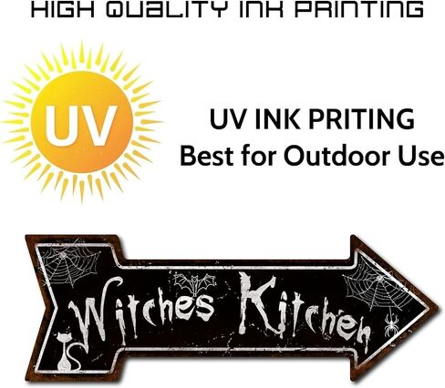 Mukuko Witches Kitchen Arrow Tin Metal Sign, Witches Kitchen Sign Wall Decor, Home Halloween Kitchen Decor, Farmhouse Signs Gothic House Decor for Home Kitchen, 6" x 18" in Saudi Arabia