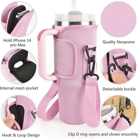 Water Bottle Holder Carrier for 40 oz Stanley Simple Modern Cup, Sling Neoprene Pouch Accessories with Adjustable Strap for Walking Hiking Camping Gym in Saudi Arabia