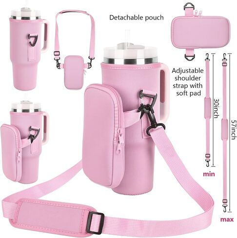Water Bottle Holder Carrier for 40 oz Stanley Simple Modern Cup, Sling Neoprene Pouch Accessories with Adjustable Strap for Walking Hiking Camping Gym in Saudi Arabia