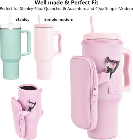 Water Bottle Holder Carrier for 40 oz Stanley Simple Modern Cup, Sling Neoprene Pouch Accessories with Adjustable Strap for Walking Hiking Camping Gym in Saudi Arabia