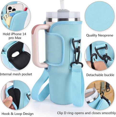 Water Bottle Holder Carrier for 40 oz Stanley Simple Modern Cup, Sling Neoprene Pouch Accessories with Adjustable Strap for Walking Hiking Camping Gym in Saudi Arabia