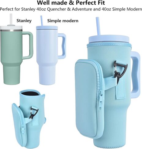 Water Bottle Holder Carrier for 40 oz Stanley Simple Modern Cup, Sling Neoprene Pouch Accessories with Adjustable Strap for Walking Hiking Camping Gym in Saudi Arabia