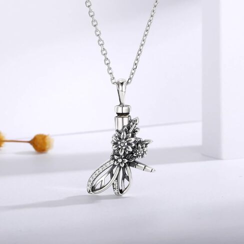 Silver Butterfly Sunflower Urn Necklace - S925 Butterfly Ashes Keepsake Cremation Jewelry Memorial Gifts for Women Loss Loved One in Kuwait