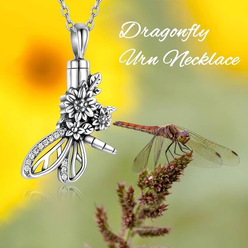 Silver Butterfly Sunflower Urn Necklace - S925 Butterfly Ashes Keepsake Cremation Jewelry Memorial Gifts for Women Loss Loved One in Kuwait
