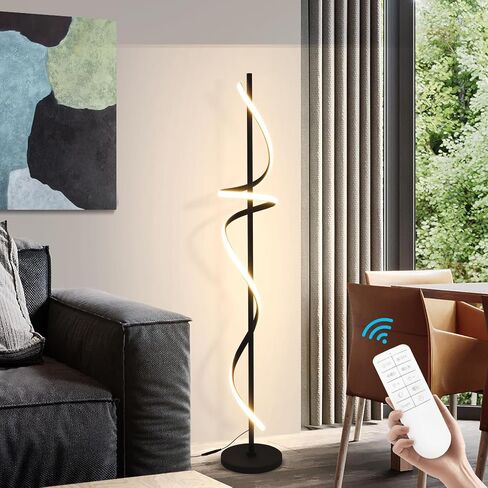 Modern Floor Lamp for Living Room, 3 Color Temperature LED Spiral Floor Lamps with Remote&Foot Switch, 48W Dimmable LED Standing Lamp, Modern LED Floor lamp for Bedroom, Office, Living Room in Saudi Arabia